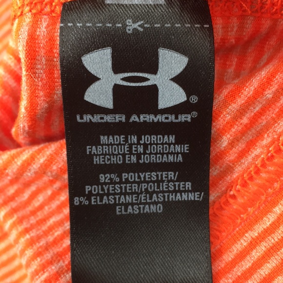 Under Armour Orange Striped Fitted Infrared Base Layer Top Mens Large Cold Gear - Picture 13 of 15